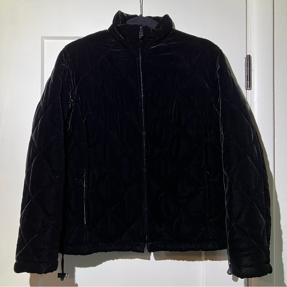Velvet Quilted Puffer Jacket by Ralph Lauren Petite size Small